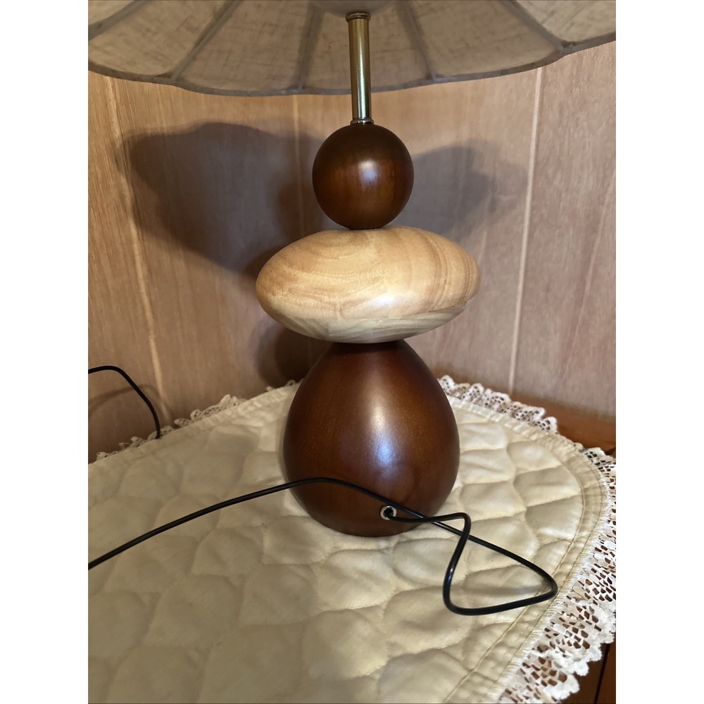 The Equinox Table Lamp LED Wooden Spheres Oak And Cherry Wood - Picture 3 of 8